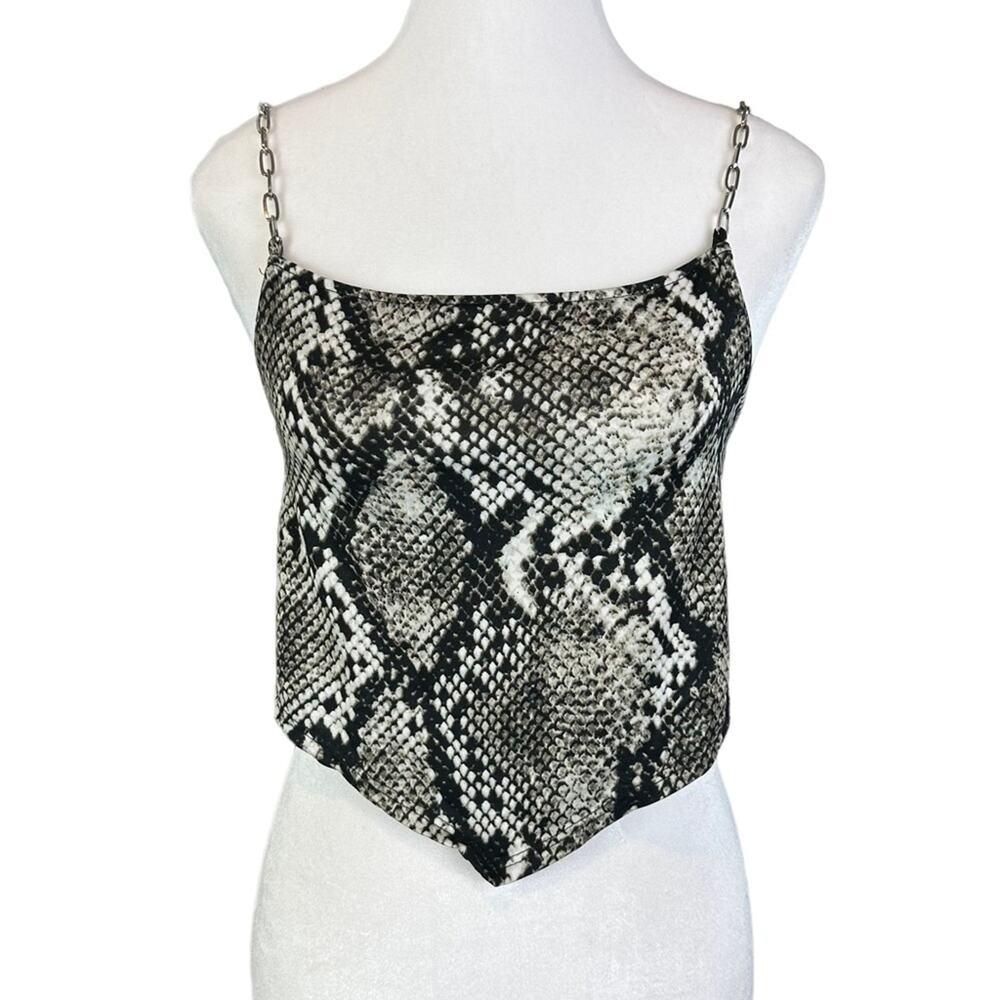 Just Polly NY Snake Print Scarf Top Chain Straps Size Small